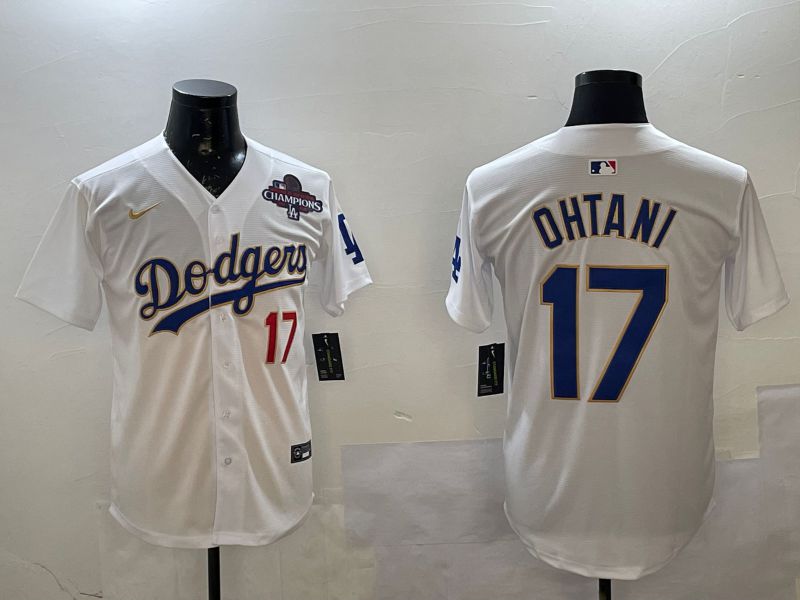Men Los Angeles Dodgers #17 Ohtani White Gold Game 2025 Nike MLB Jersey style 02251->los angeles dodgers->MLB Jersey